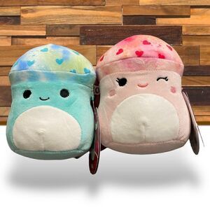 Squishmallows 5” Mully And Molly Mushroom Hearts Valentine’s Day Set Pair New